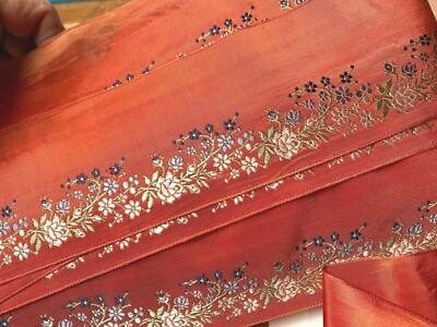 vintage embroidered 1940s ribbon 3'' trim made in France 1yd