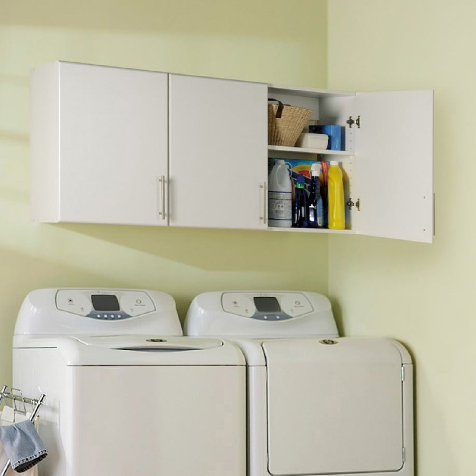 54" Laundry Room Garage Wall Cabinet Three Doors White🚚 [Fast Shipping]