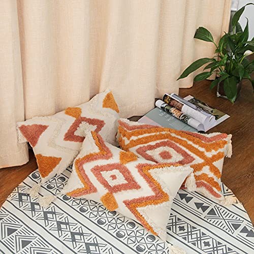  Boho Lumbar Throw Pillow Cover 12x20 12" x 20" (Pack of 1) Orange-a - Bild 5 von 7