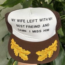 Vintage 80s Trucker Hat My Wife Ran Off With My Best Friend Joke Funny Snapback