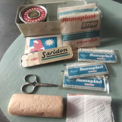 Leukoplast Hansaplast Beiersdorf Hamburg Original Befüllung alte Werbung Dose
