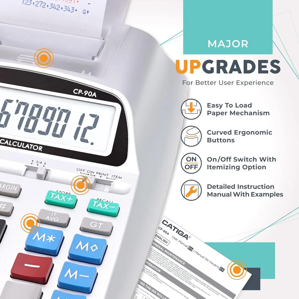 Accounting Calculator with Paper Roll Print Out, Silver Pro - Image 4 of 4