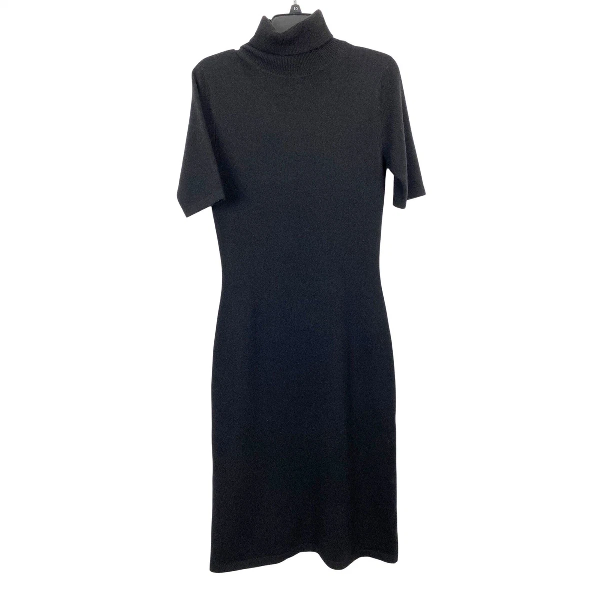 black short sleeve turtleneck dress Éterne Long Sleeve Turtleneck Mini Dress | Black | Size S