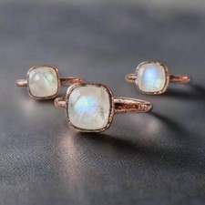 Moonstone Ring   Handcrafted Copper Talisman Jewelry for Intuition