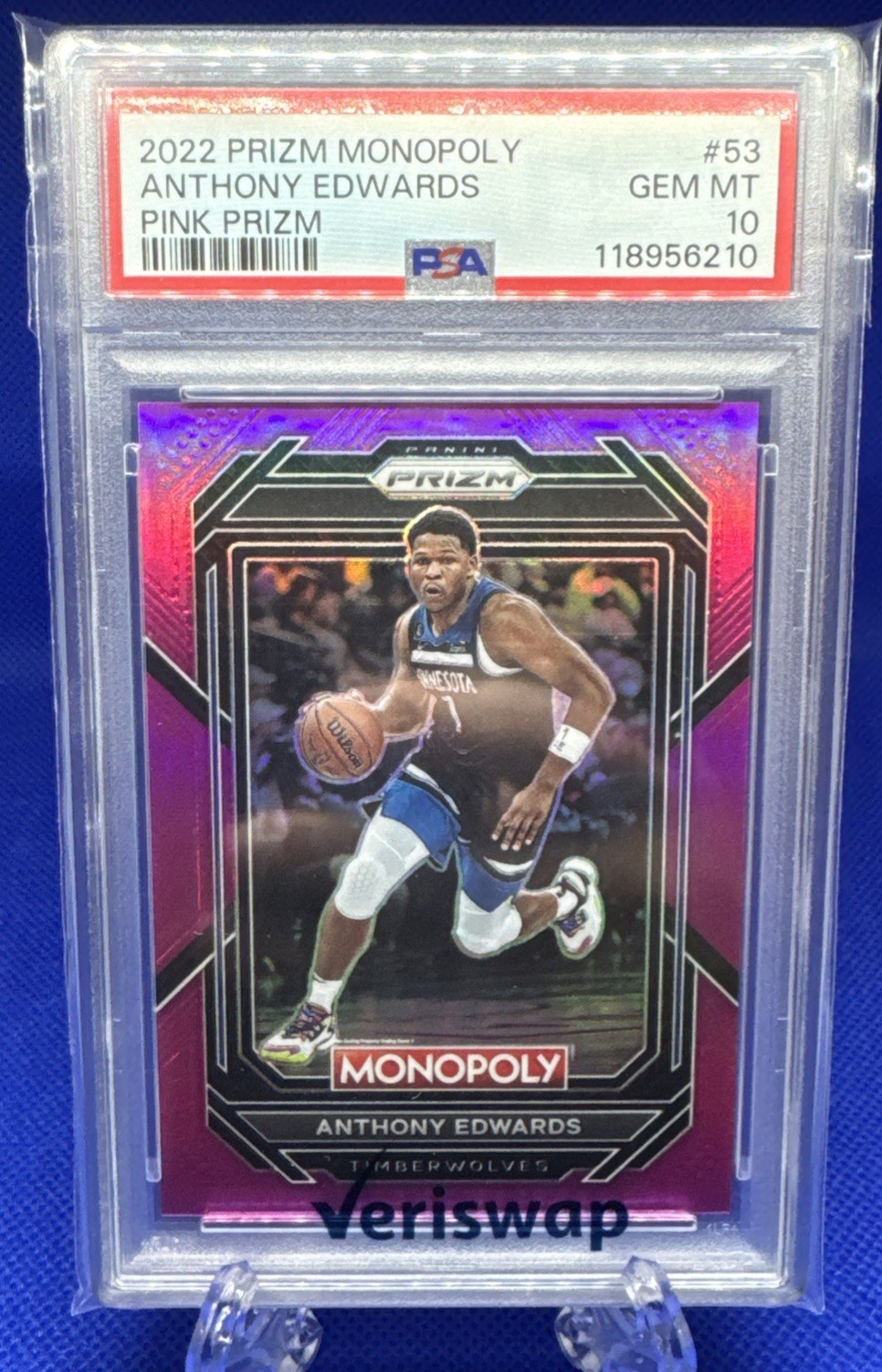 2022 Prizm Monopoly Anthony Edwards Pink Prizm #53 Timberwolves /149 PSA 10