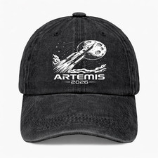 Artemis 2026 Hat Rocket Moon Space Vintage Washed Dad Cap Adjustable USA