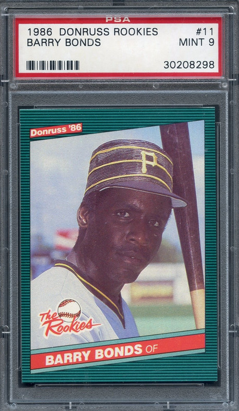 1986 Donruss Rookies #11 Barry Bonds PSA 9 HOF Pittsburgh Pirates 8298