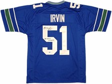 Seahawks Bruce Irvin Signed Blue Throwback Jersey 