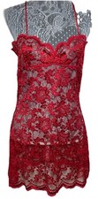 Vintage 90s Victoria  s Secret Gold Label Chemise Negligee Red Lace Slip L