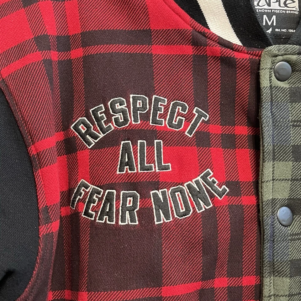 Chaqueta universitaria Staple Pigeon para hombre talla M roja/verde a cuadros Foto 4 de 4