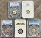 1941-1944 D&S Mercury Dime 10C Collection, PCGS/NGC MS64-MS66 Some FB, 5 Coins