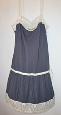 Victoria's Secret Dark Gray Modal and Ivory Lace Chemise Babydoll Nightie Size S