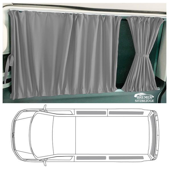 Maß Gardinen FüR Vw T5 T6 T6.1 Transporter Lang Mit FlüGeltüR (719) In Grau-image