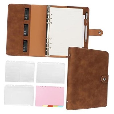 Binder Refillable Planner Notebook 6 Ring PU Leather Binder Journal A5 Brown