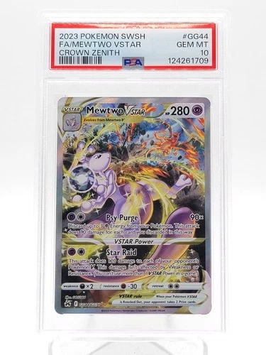 MEWTWO VSTAR 2023 POKEMON CROWN ZENITH GALARIAN GALLERY #GG44 FA PSA 10 Q0895