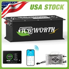 72V 105Ah LiFePO4 Lithium Battery w/ Charger for Golf Cart Sloar Marine Off-Grid