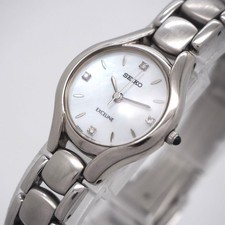 274 Working SEIKO Watch Exceline 4P Diamond White Shell
