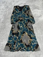Ann Taylor Dress Womens 6 Blue Black Yellow Floral Blouson