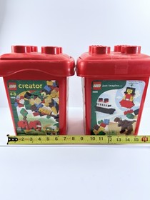 Vintage Lego Storage Containers Bins W/ Lids 4105 Red Empty Storage Blocks
