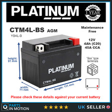 CTM4L-BS PLATINUM AGM Motorcycle Battery Replaces YB4L-B