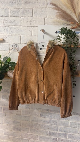 Zaful Brown Lined Bomber Jacket Size 10 Winter