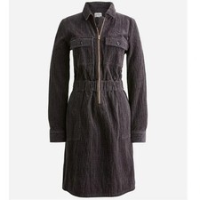 J. Crew Zip Front Cinched Dress Corduroy - Charcoal - 8