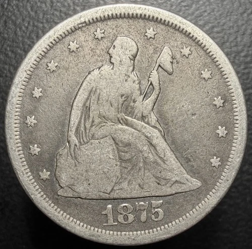 1875 S Seated Liberty Silver 20 Twenty Cent Piece 20c VG/F RARE US Type Set Coin