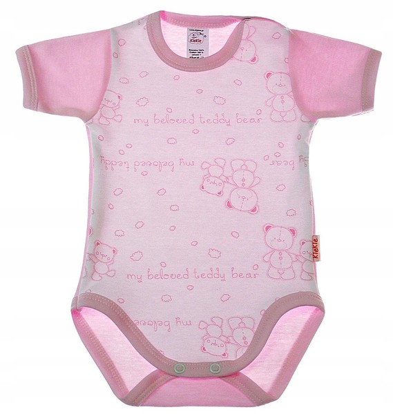 Kurzarm-Body Aus 100 % Baumwolle Mit Rosa TeddybäRenmotiv, GrößE 68, Klekle-image