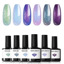 Chameleon Gel Nail Polish Set- 6 Colors Christmas Winter Aurora Shimmer Glitter 