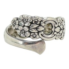 Vintage Sterling Silver Openwork Filigree Bypass Ring Size 8 Ornate Floral