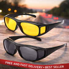 Night Driving Glasses HD Anti Glare Vision Polarized Yellow Lens Tinted Unisexs 