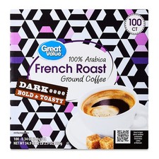 Great Value 100 Arabica French Dark Roast Ground Coffee Pods, 34.9 oz