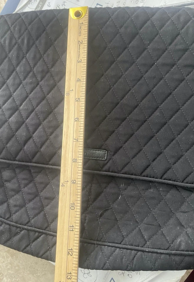 Vera Bradley Quilted Black Shoulder Bag Jet Black Laptop Holder Handles - Image 4 of 4