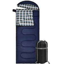 Flannel Sleeping Bag for Adults - Large Cotton Camping Bag with Detachable Hood
