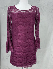 Roz & Ali Dress Purple size 2 Lace Bell Sleeve Boho Fairy Core