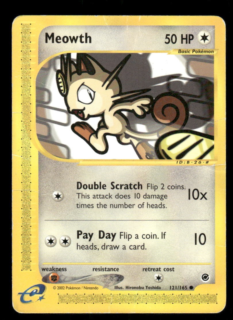 2002 Pokemon Meowth Common Expedition Base Set 121/165 DMG
