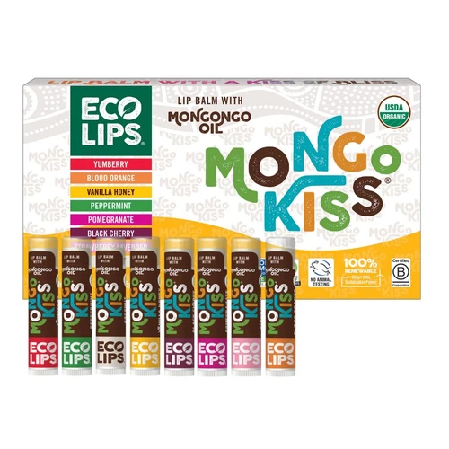 Mongo Kiss USDA Organic Lip Balm Set 8-pack (0.15 oz. each) with Variety 
