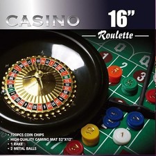 Casino 16-Inch Roulette Wheel Game Set with 120 Chips, Felt Layout, and Rake