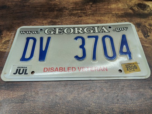 Georgia GA License Plate Tag π Peach 2006 Disabled Veteran Military ποΈπͺ 3704