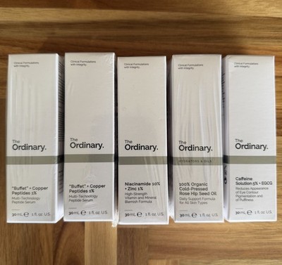 The Ordinary Skincare Bundle 5 PACKS  Buffet, Caffeine, Rosehip Oil, Niacinamide