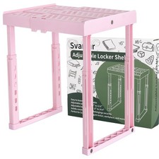 Pink Adjustable Locker Shelf Width Height Organizer Stackable Gym Stand Tool