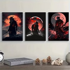3er Leinwanddruck  Japan Anime Samurai Wanddekoration Wandbild Plakat Poster