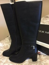 NEW WITH BOX WOMEN BLACK GENUINE LEATHER JENNIFER MOORE TALL BOOTS SIZE 7