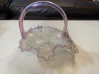 Fenton Iridescent Pink Glass Basket 6”x 6” Dimensions w/ original tag