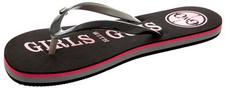 GWG Girls With Guns Woman's Flip Flops Black with Pink Graphics SIZE 7