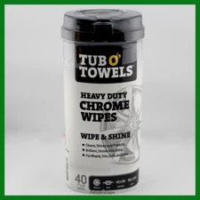 Heavy Duty Chrome Wipes Cleans, Shines, & Protects Tub O’ Towels -40 Wipes