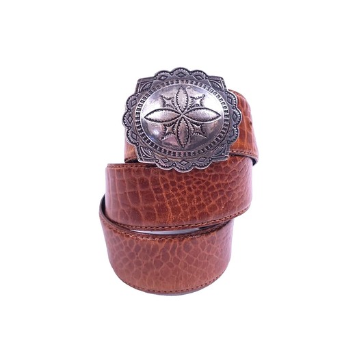 LIZ CLAIBORNE Brown Leather Belt 36-inches Large Silver tone  display picture 1