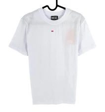DIESEL Women White t-REG-MICRODIV Crew Neck SS t Shirt Size L