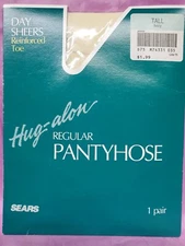 Sears Vintage Hug-alon Day Sheers Regular Pantyhose TALL~IVORY Non Control 