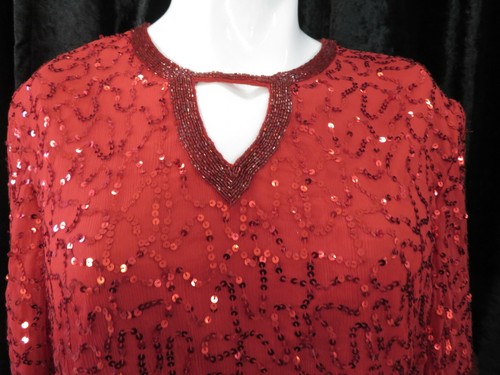 Jean For Joseph Le Bon Red sequin top 20W & EVANS grey sequin skirt UK20 NWT 2pc - Picture 4 of 11